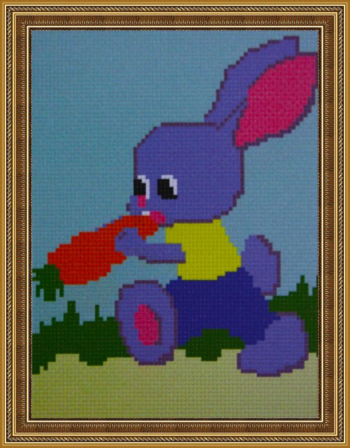 Рисунок на канве для вышивания крестом Д-153 "Зайчик с морковкой" 20*24 (1шт) цвет:Д-153