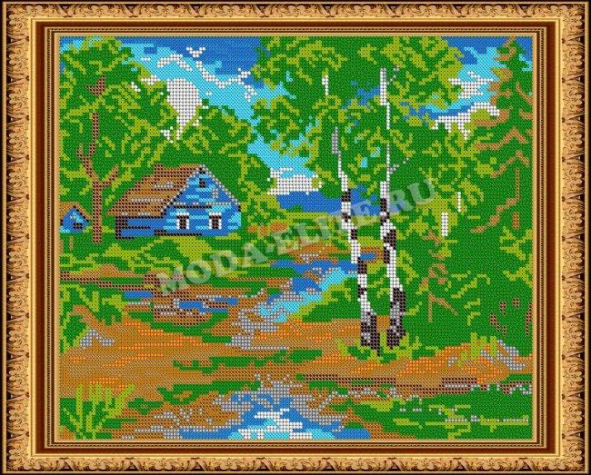 Картина из страз "Лесной домик" (1шт) цвет:265