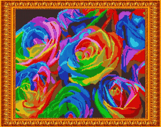 «Светлица» набор для вышивания бисером №582П «Радужные розы» бисер Китай 38*30см (1шт) цвет:582П