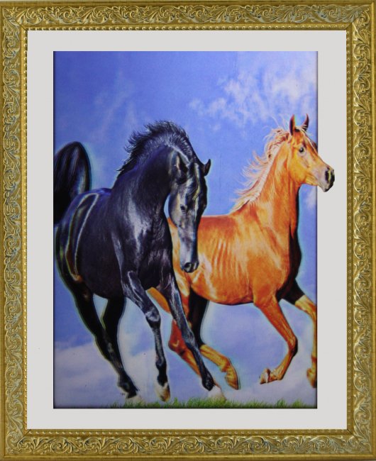 Картина 5D «Лошади» 38*38см (1шт) цвет:12485