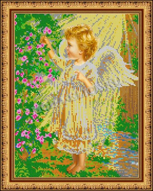 Картина из страз «Ангелочек в саду»  (1шт) цвет:ДК-467