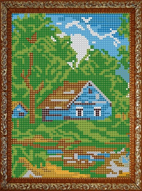 «Диамант» набор со стразами ДД-056 «Лесной домик» 16,4*22,8см (1шт) цвет:ДД-056