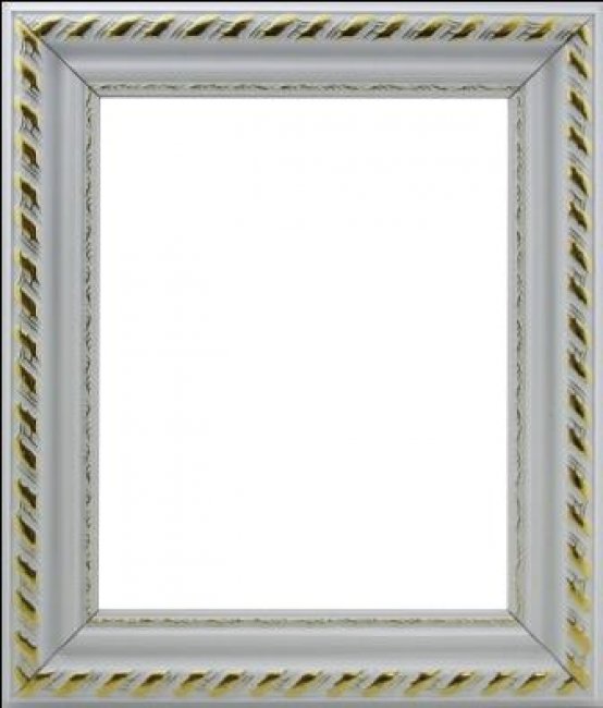 Декоративная рама F4608-015-3 из пластикового багета 34*34см, толщина стекла 2мм ширина багета 4,6см (1шт) цвет:белый/золото