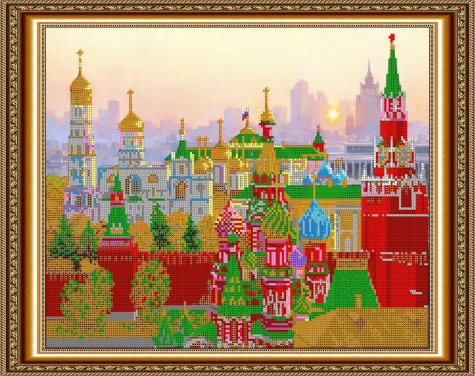«Диамант» набор со стразами в подарочной фанерной упаковке ДК-420 «Стены кремля» 48*38см (1шт) цвет:ДК-420