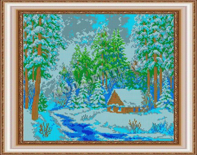 Картина из страз «В зимнем лесу»  (1шт) цвет:ДК-569