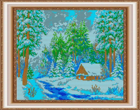 Картина из страз «В зимнем лесу»  (1шт) цвет:ДК-569