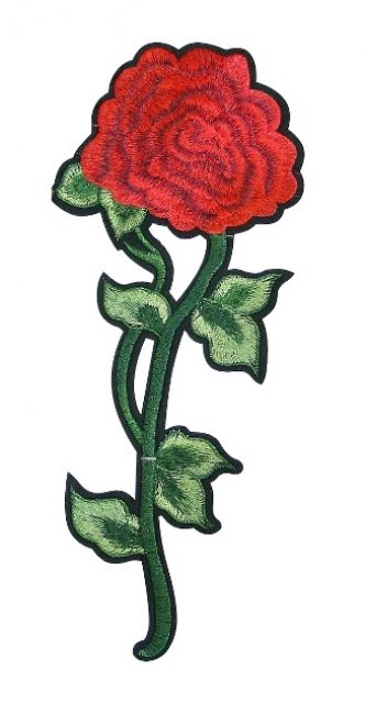 Термоаппликация вышитая № Р023 "Роза" 28,5*11,5см (1шт) цвет:1-красный/зеленый