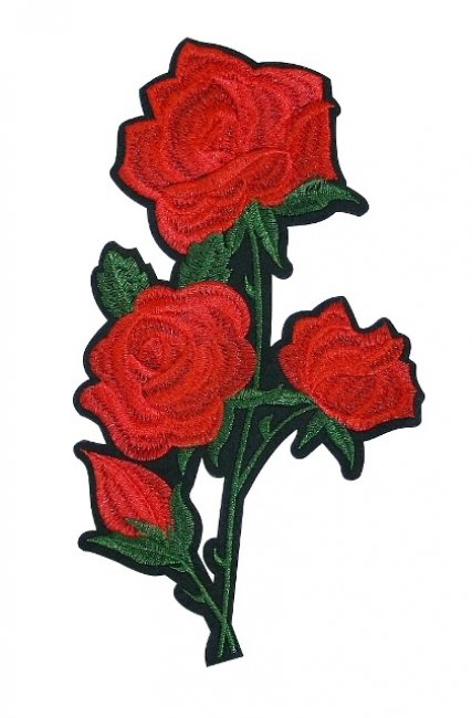 Термоаппликация вышитая № Р062 "Роза" 23*12,5см (10шт) цвет:1-красный/зеленый