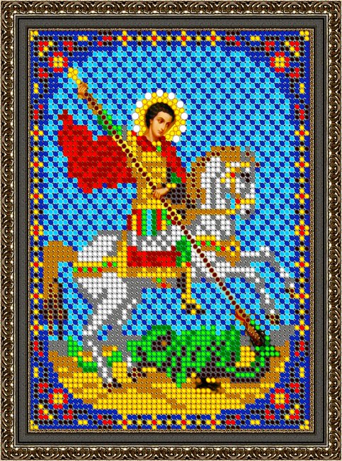 «Светлица» рисунок на ткани для вышивания бисером 445М «Св. Георгий Победоносец» 12*16см (1шт) цвет:445М