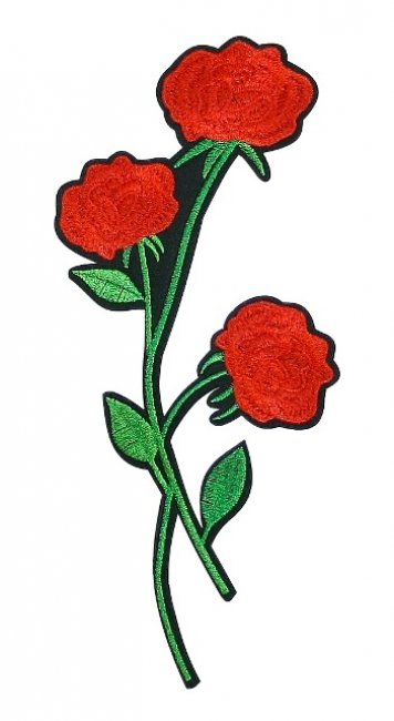 Термоаппликация вышитая № Р129 "Розы" 24,5*11,5см (1шт) цвет:1-красный/зеленый