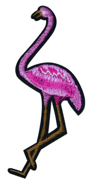 Термоаппликация вышитая № 15555 "Фламинго" 4,2*9,5см (1шт) цвет:1-розовый/коричневый