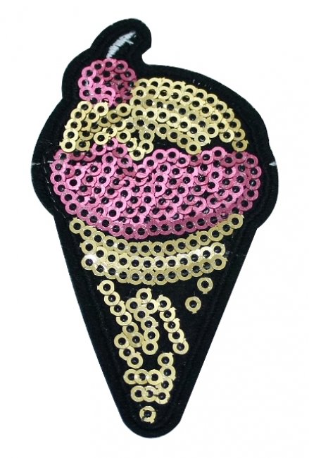 Термоаппликация вышитая с пайетками № S1230 "Мороженое" 4,5*8см (1шт) цвет:цветной