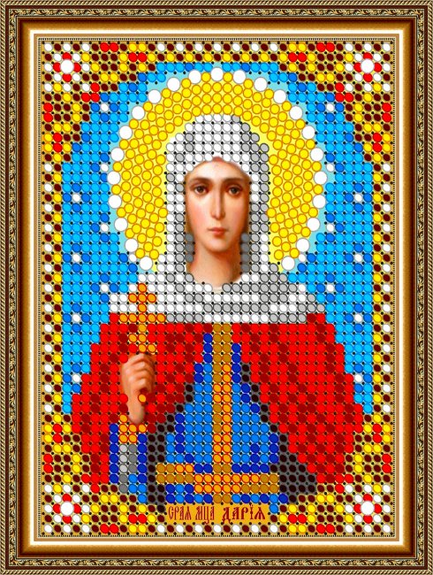 «Светлица» рисунок на ткани для вышивания бисером 749ЛМ «Св. Дарья» 7,5*10см (1шт) цвет:749ЛМ