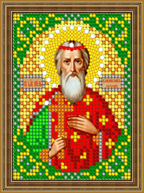 «Светлица» рисунок на ткани для вышивания бисером 804ЛМ «Св. Владислав» 7,5*10см (1шт) цвет:804ЛМ