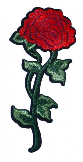 Термоаппликация вышитая № 15890 "Роза" 18,5*10см (1шт) цвет:1-красный/зеленый