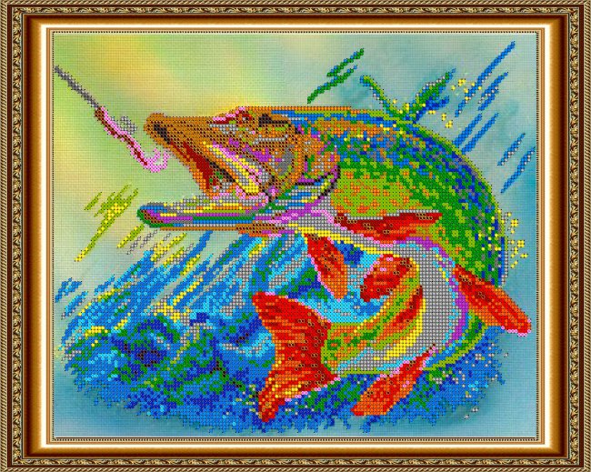 «Светлица» рисунок на ткани для вышивания бисером К-557 «Рыба на крючке» 30*24см (1шт) цвет:К-557