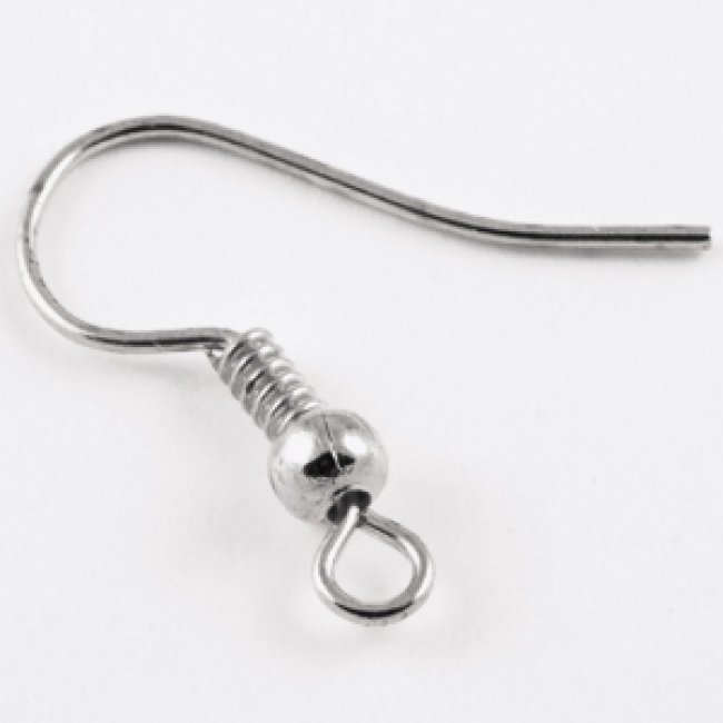 Крючок для серег с кольцом и шариком 18мм (2000шт) цвет:серебро