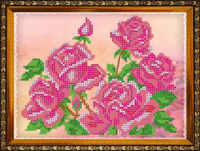 «Диамант» набор на атласе со стразами ДД-047 «Букет Роз» 16,4*22,8см (1шт) цвет:ДД-047