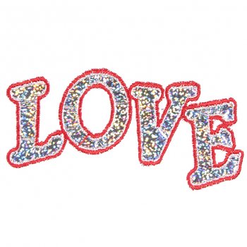 Термоаппликация вышитая № 8321 "LOVE" 11*5см (1шт) цвет:1-серебро/красный