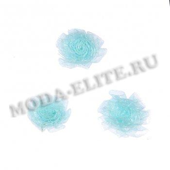 Цветок пришивной №22 из органзы 2см (200шт) цвет:543-св.бирюзовый