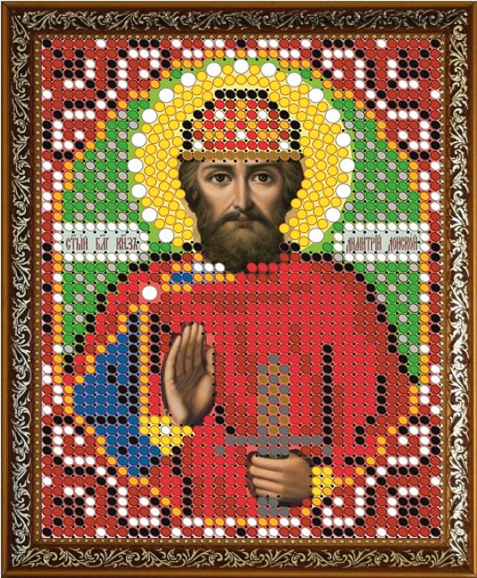 «Светлица» рисунок на ткани для вышивания бисером 766ЛМ «Св. Дмитрий Донской» 7,5*10см (1шт) цвет:766ЛМ