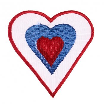 Термоаппликация вышитая FS6560 "Сердце" 7*6,7см (1шт) цвет:1-красн/син/белый