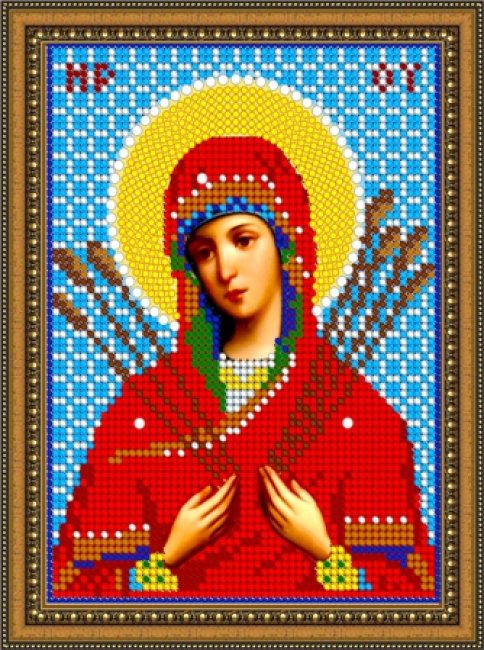 «Диамант» набор на атласе со стразами ДМ-414 «Прсв. Богородица Семистрельная» 15,5*20,5см (1шт) цвет:ДМ-414