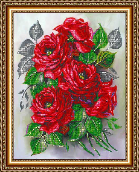 «Диамант» набор со стразами в подарочной картонной упаковке ДК-107 «Садовые розы» 48*60см (1шт) цвет:ДК-107