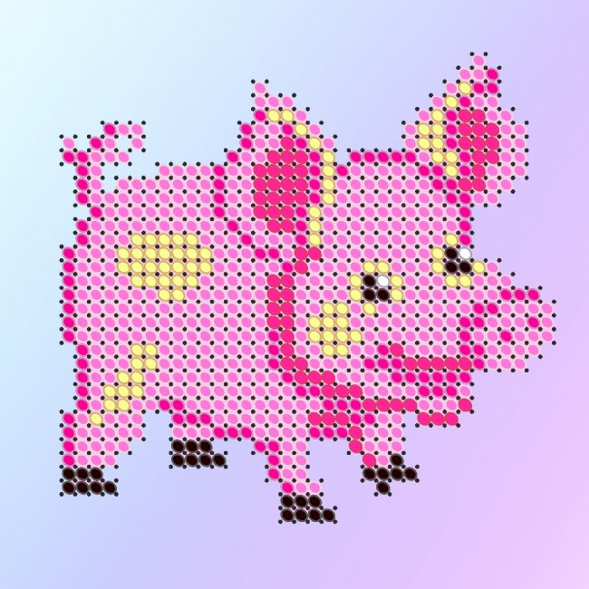 ВЛД-03 «Веселая свинка» 9*9см схема на атласе для вышивания бисером «Вышивочка» (1шт) цвет:ВЛД-03