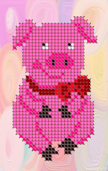 ВЛД-02 «Розовая свинка» 7*11см схема на атласе для вышивания бисером «Вышивочка» (1шт) цвет:ВЛД-02