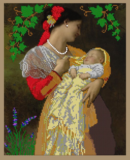 ВЛ-057 "Мать с младенцем" 24*30см набор для вышивания чешским бисером "Вышивочка" (1шт) цвет:ВЛ-057