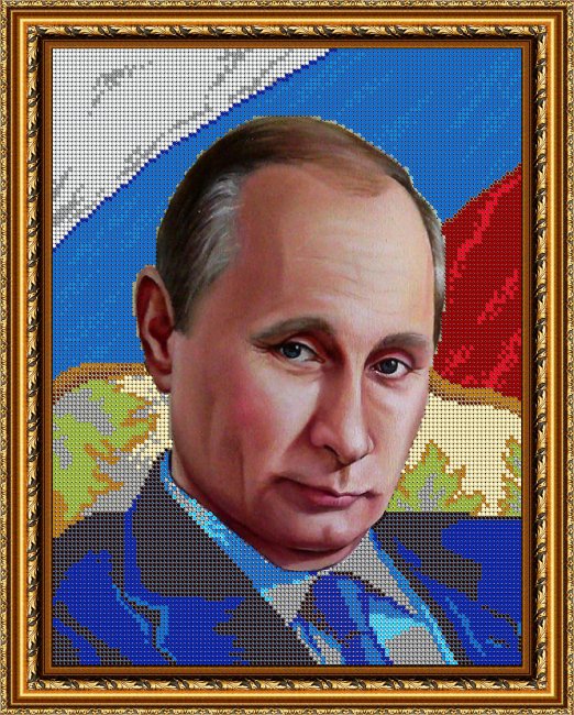 «Диамант» набор на атласе со стразами ДК-460 «Путин В.В.» 30*38см (1шт) цвет:ДК-460