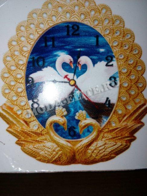 Часы-мозаика №13373 (с часовым механизмом) Лебеди