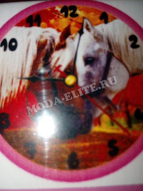 Часы-мозаика №13371 (с часовым механизмом)Лошади