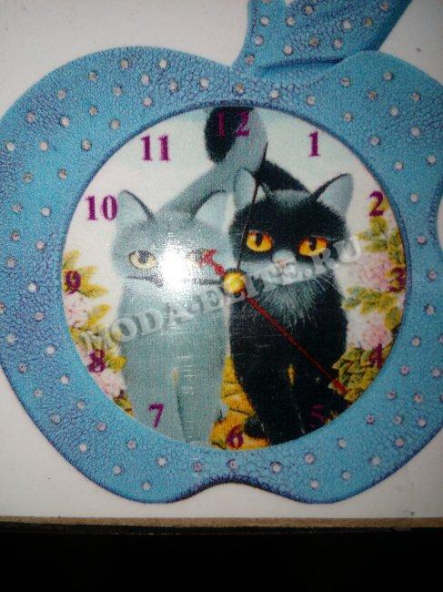Часы-мозаика №13372 (с часовым механизмом)Коты