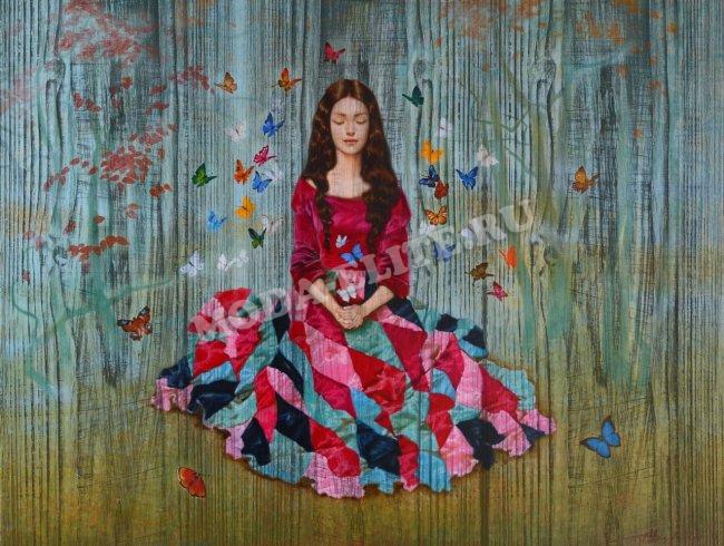 Картина на досках "Девушка" 50*39,5см (1шт) цвет:цветной