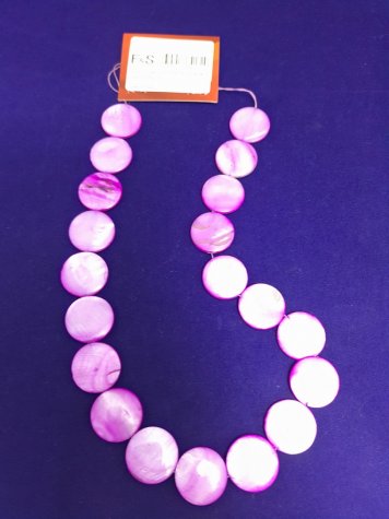 Бусы из ракушек 19108 круглые на нитке d 20мм (1шт) цвет:фиолетовый