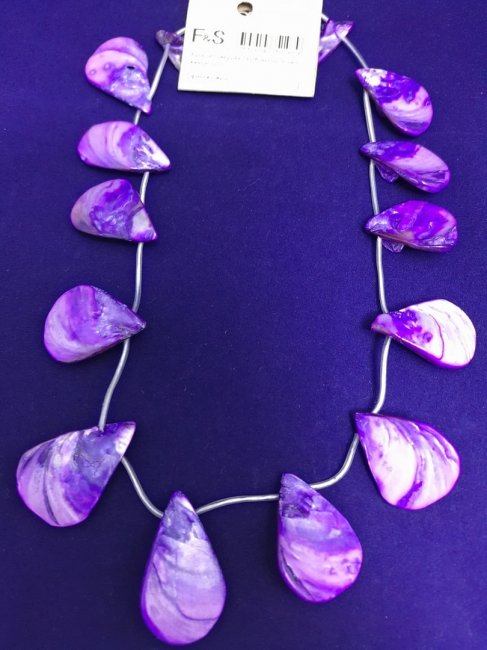 Бусы из ракушек 19116 "капля" с застежкой(1шт) цвет:фиолетовый