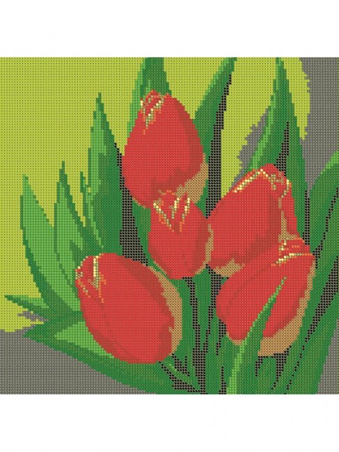 ВЛ-238П "Красные тюльпаны" 27*27см набор для вышивания чешским бисером "Вышивочка" (1шт) цвет:ВЛ-238П