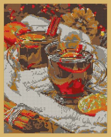 «Диамант» набор со стразами ДВЛ-192П «Чай, мандарин и корица» 30*38см (1шт) цвет:ДВЛ-192П