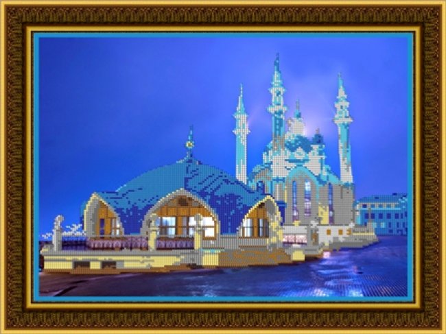 «Диамант» схема с клеевым покрытием для алмазной вышивки ДК-384 «Мечеть» 48*38см (1шт) цвет:ДК-384