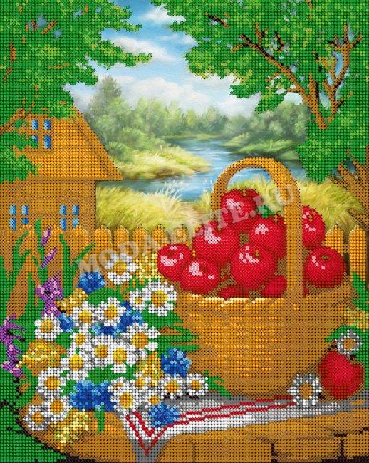 ВЛ-430 «Корзина с яблоками в саду» 24*30см схема для вышивания бисером «Вышивочка» (1шт)