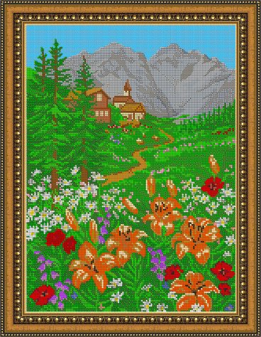 «Светлица» рисунок на ткани для вышивания бисером К-080 «Вид на горы» 27,5*35,1см (1шт) цвет:К-080