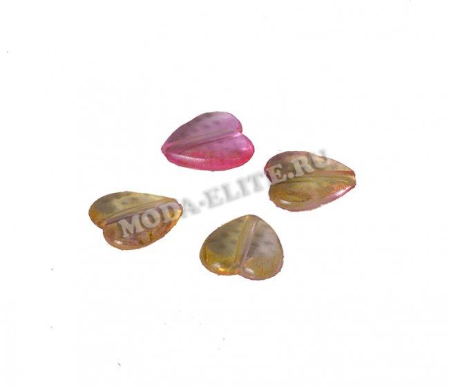 Бусины пластик SA051 "Сердечко" 12*11мм (500гр) цвет:L01-розовый/желтый