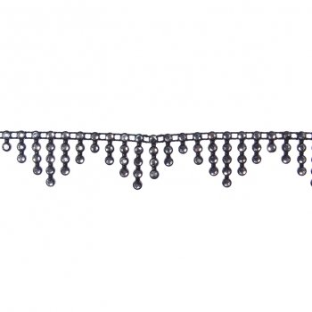 Тесьма пластик S016-B "подвески" со стразами 19мм (10ярд) цвет:черный