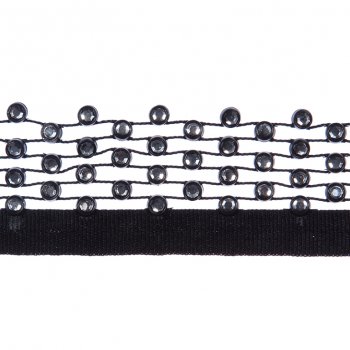Тесьма пластик S139-B "плетенка" со стразами ~4см (10ярд) цвет:черный
