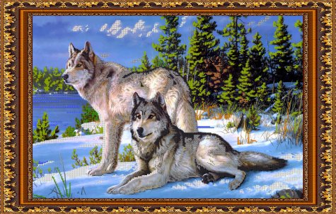 «Светлица» рисунок на ткани для вышивания бисером К-082 «Волки» 54,3*34,1см (1шт) цвет:К-082