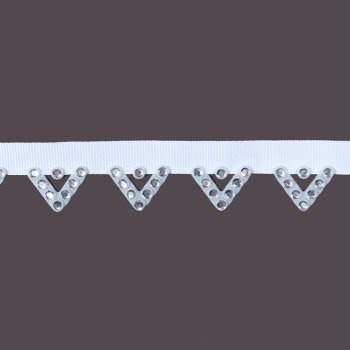 Тесьма пластик S071-D "треугольник" со стразами 22мм (10ярд) цвет:белый