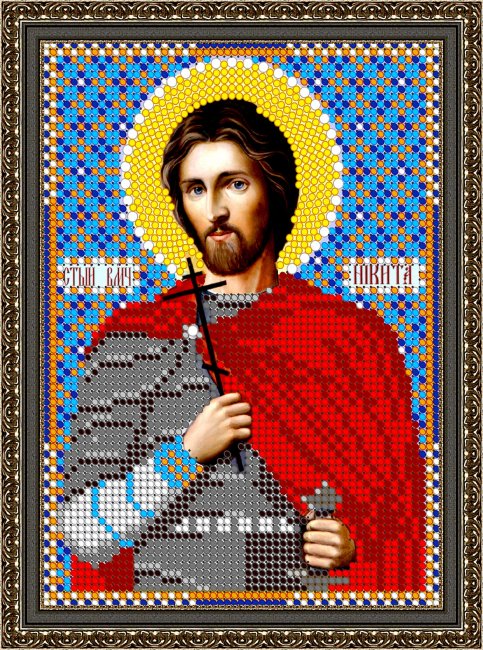 «Светлица» рисунок на ткани для вышивания бисером 700М «Святой Великомученик Никита» 12*16см (1шт) цвет:700М