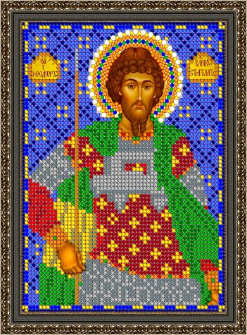 «Светлица» рисунок на ткани для вышивания бисером 780М «Св. Феодор Стратилат» 12*16см (1шт) цвет:780М